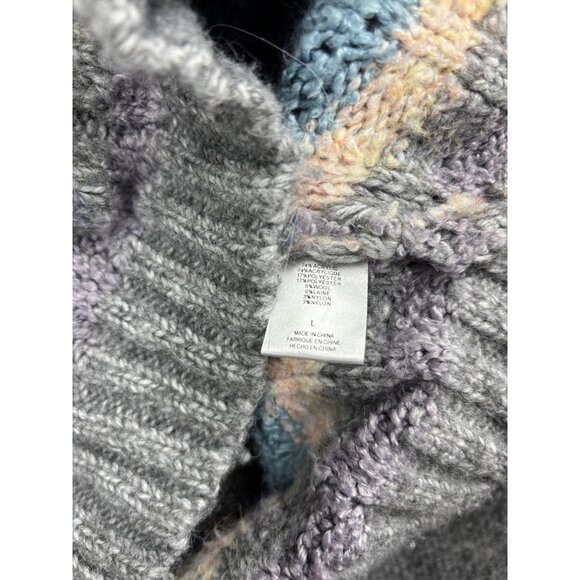Saltwater Luxe Sweater Womens Large Gray Pastel Stripe Button Cardigan Knit - Picture 6 of 7